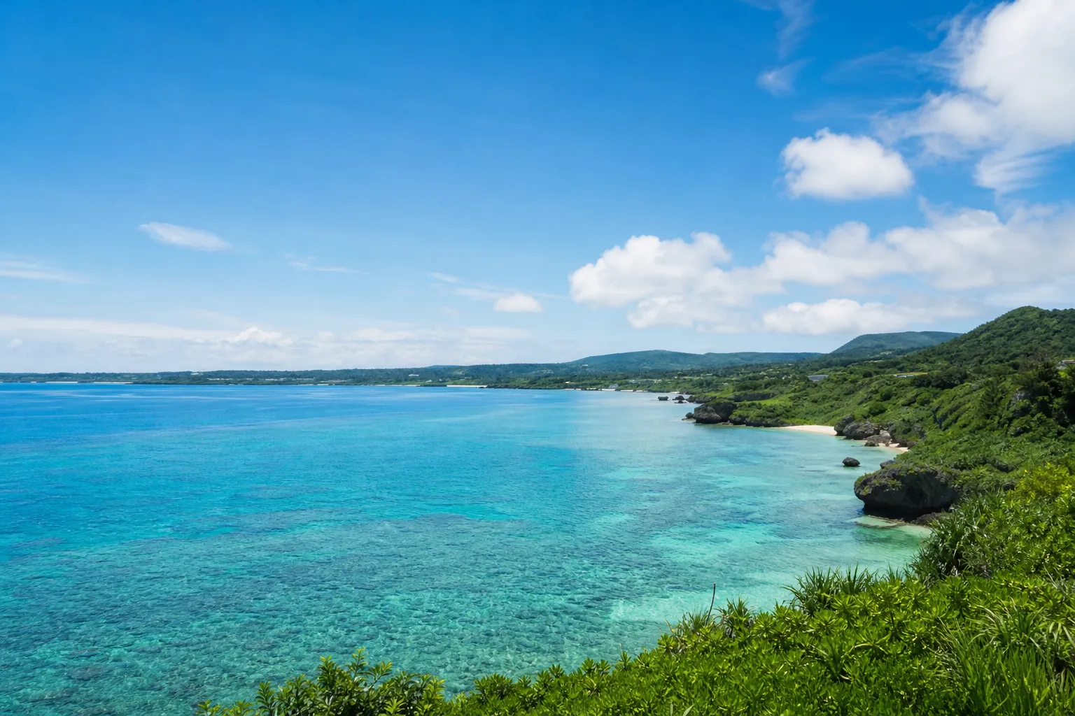 沖縄の青い海と海岸線